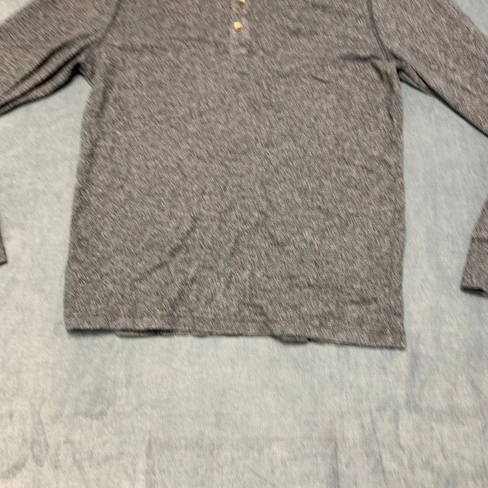 Banana Republic Henley Shirt Mens Medium Heather Gray Long Sleeve Casual Wear